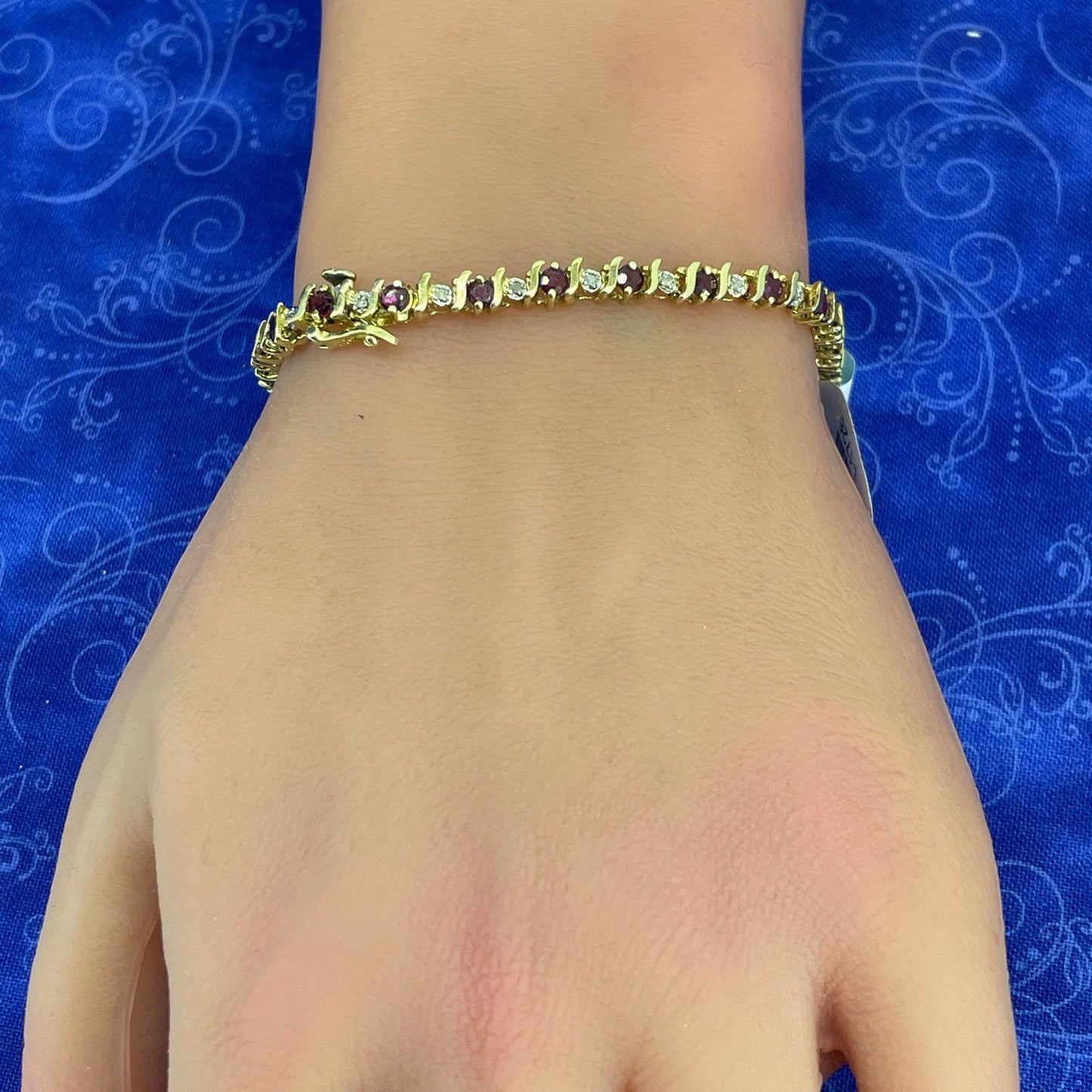 14k Yellow Gold Women’s 7” Ruby Tennis Bracelet 9.00g 3