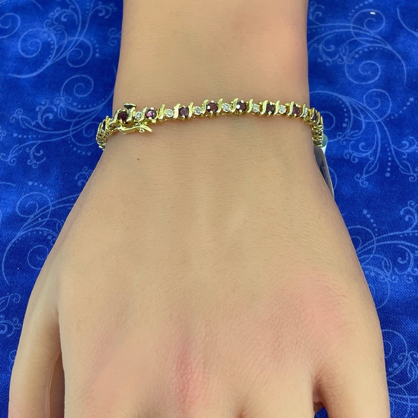 14k Yellow Gold Women’s 7” Ruby Tennis Bracelet 9.00g 3