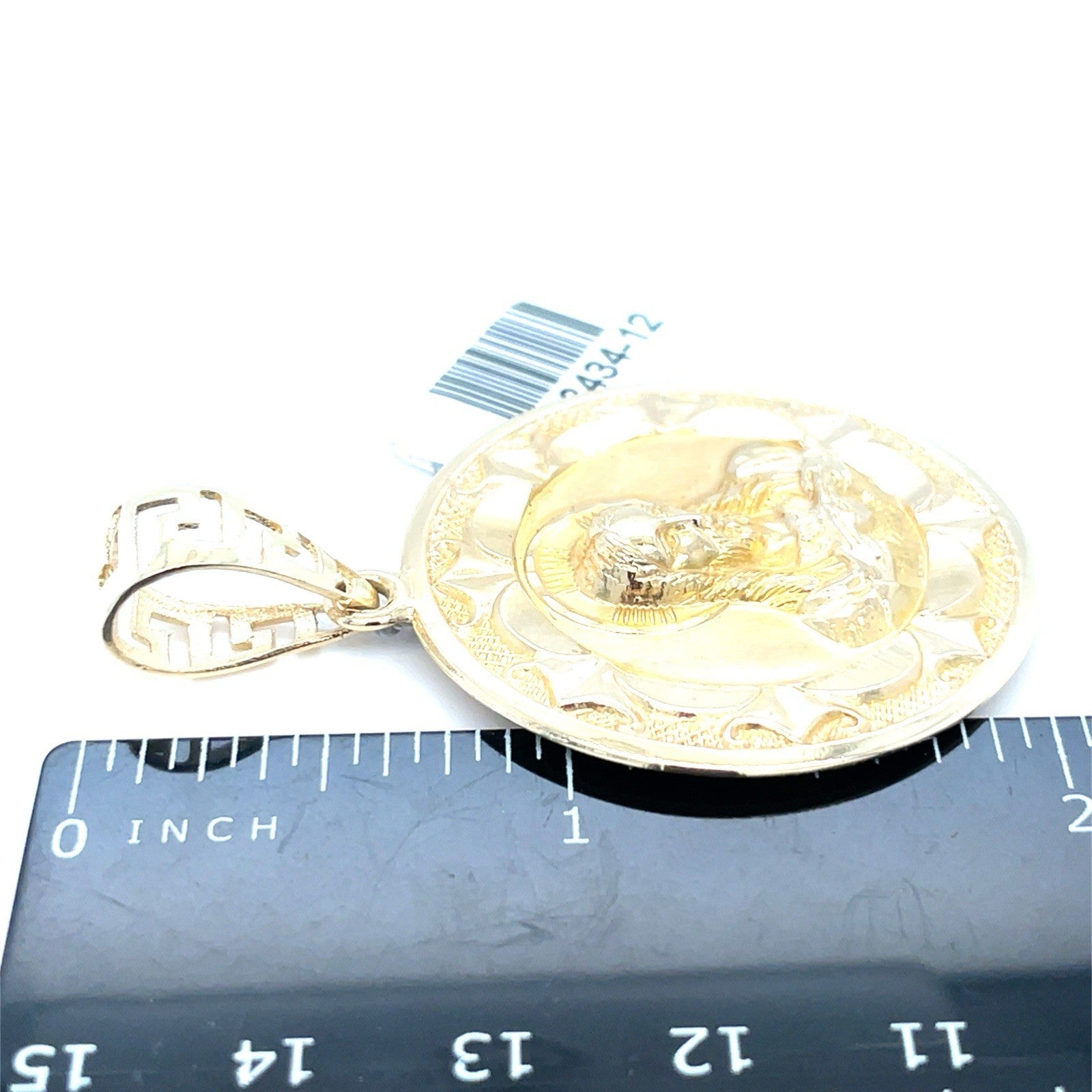 14K Yellow Gold Double Sided Jesús/virgin Mary Pendant 11.40g 3