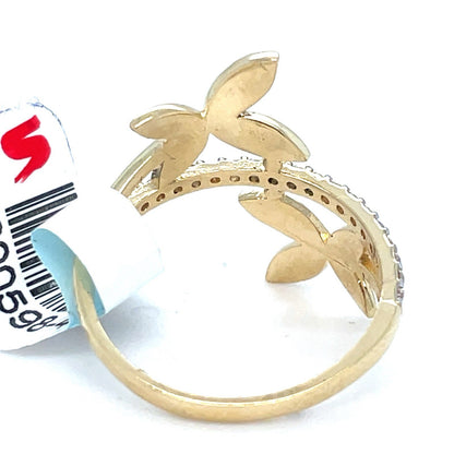 14K Yellow Gold Women’s CZ Flowers Ring 2.26g Size 72