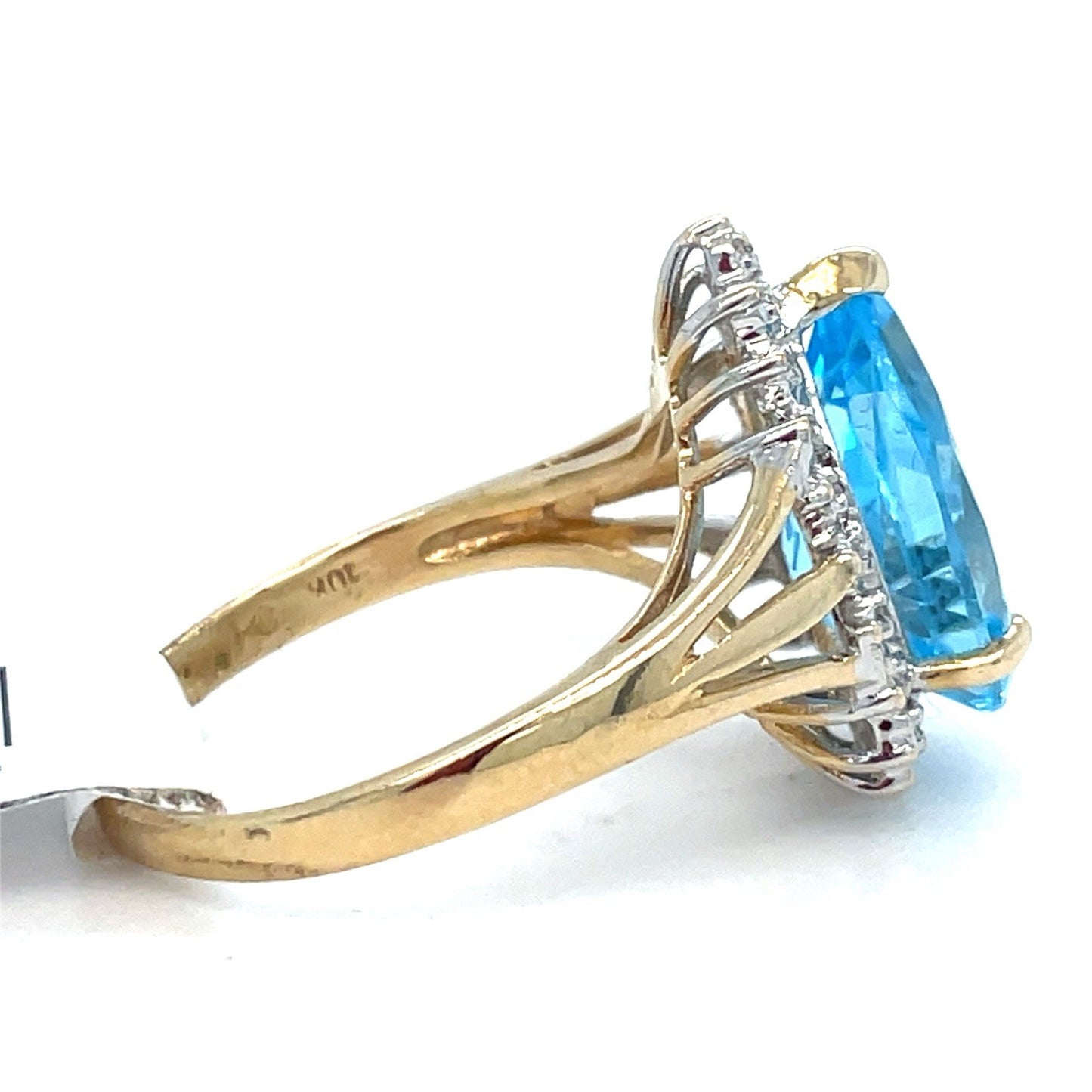 10k Yellow Gold Blue Synthetic Stone Ring 4.80g Size 91