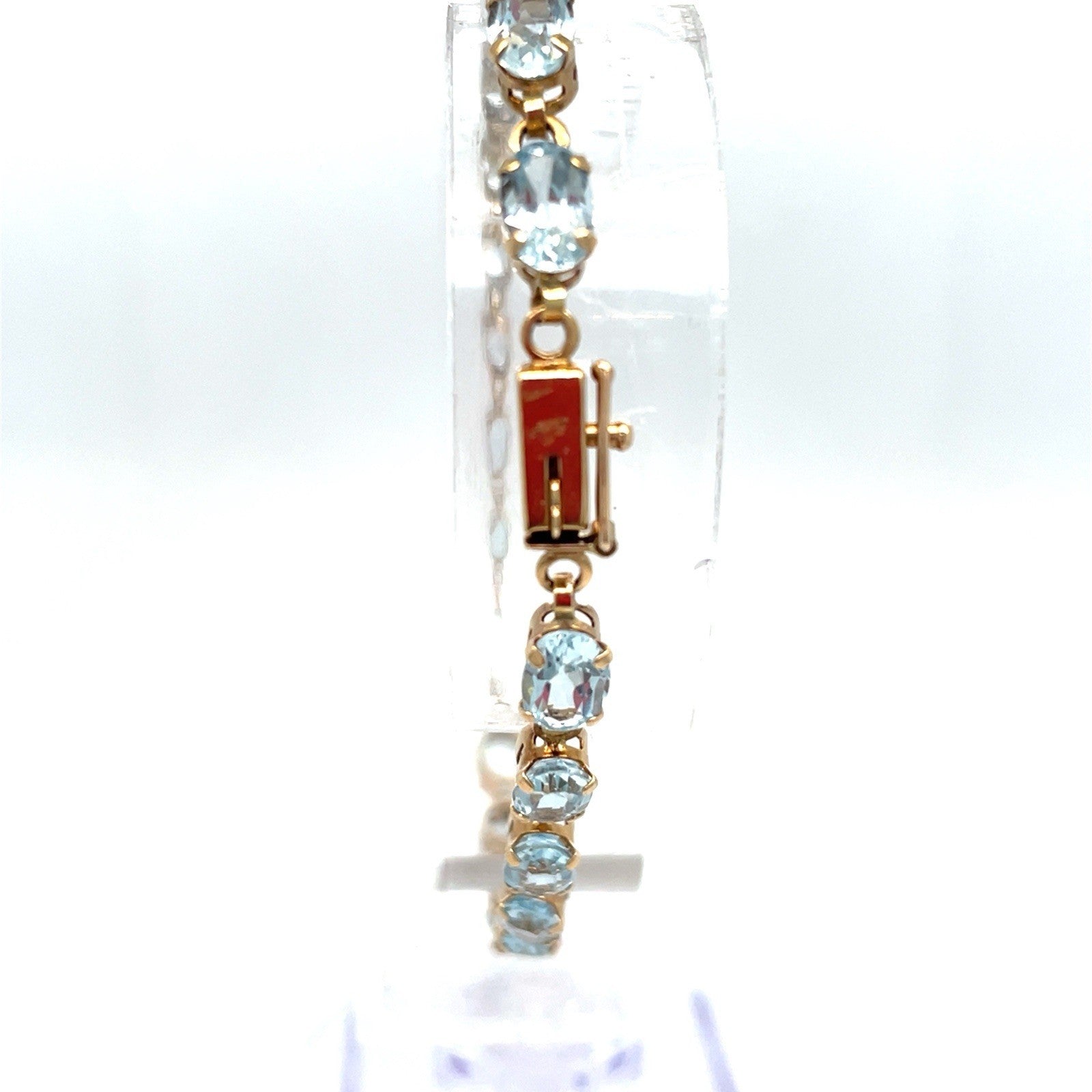 10k Yellow Gold Women’s 8” Oval Blue Topaz Bracelet 5.50g3