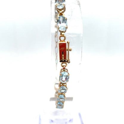 10k Yellow Gold Women’s 8” Oval Blue Topaz Bracelet 5.50g3
