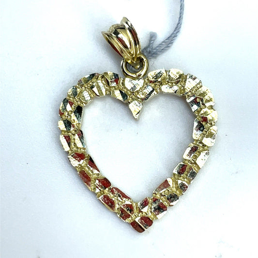 10k Yellow Gold Women’s Open Nugget Heart Pendant 2.10g0