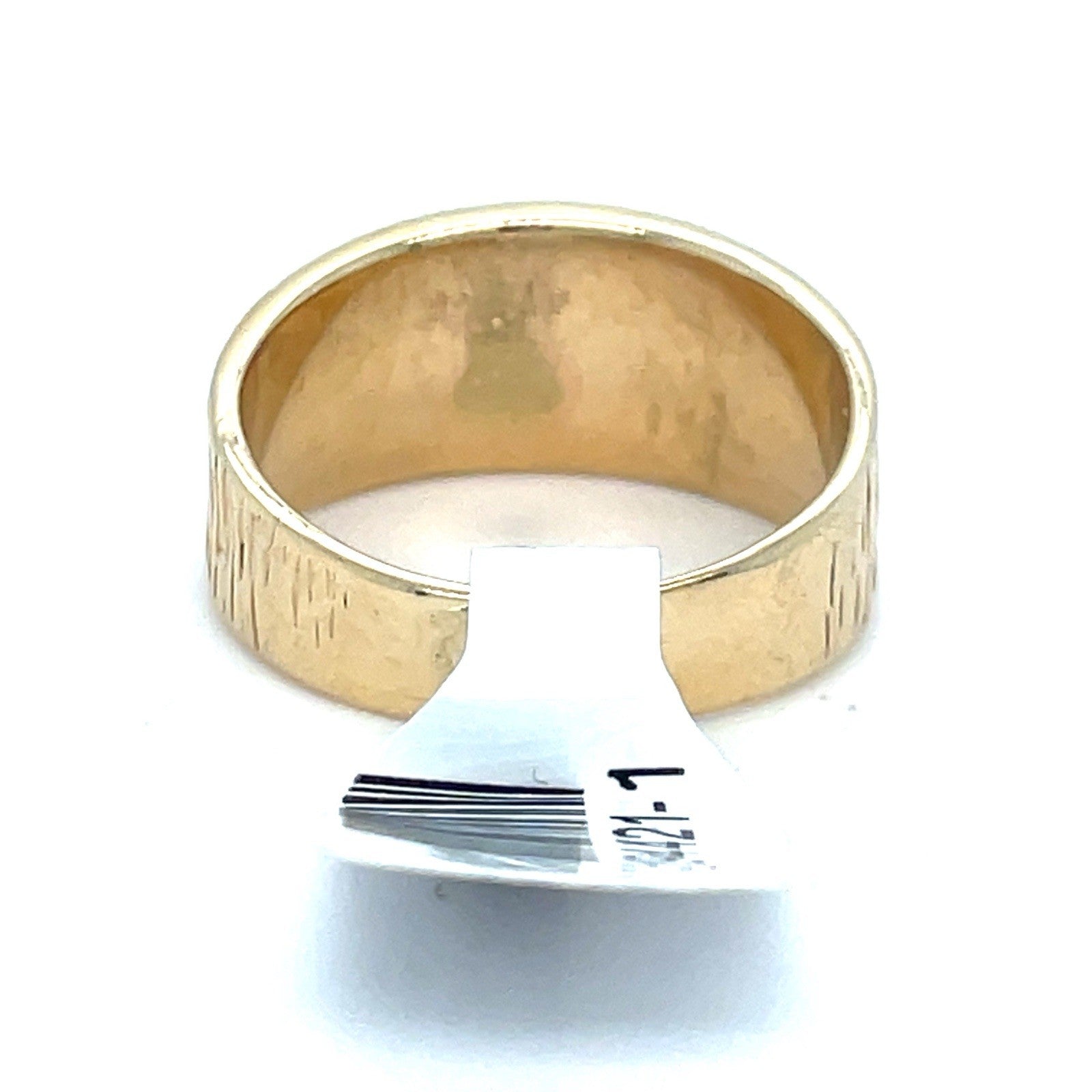 14k Yellow Gold Wood Grain Band Ring 6.40g Size 82