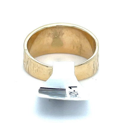 14k Yellow Gold Wood Grain Band Ring 6.40g Size 82