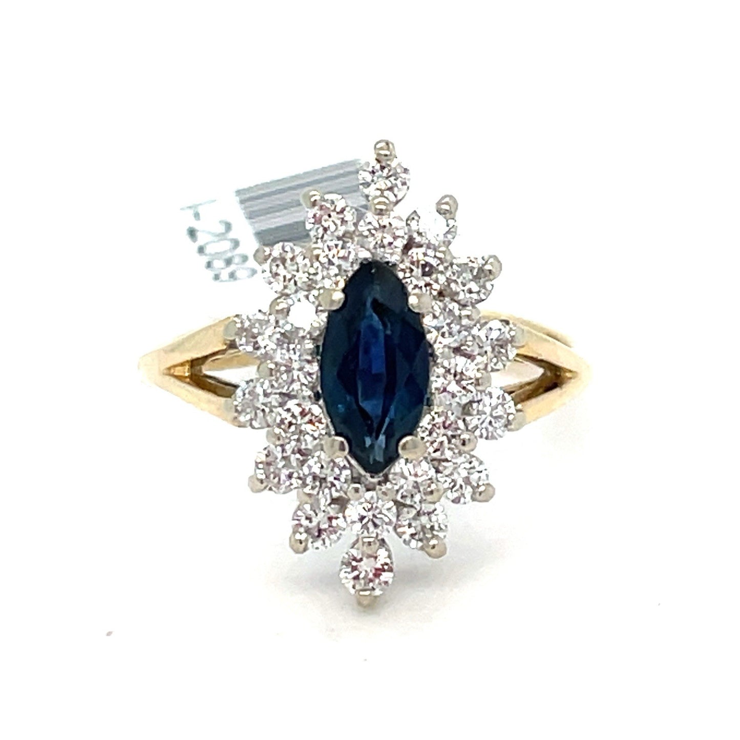 14k Yellow Gold  Marquise Sapphire Diamond Ring 3.94g Size 6.25 W/ Appraisal0