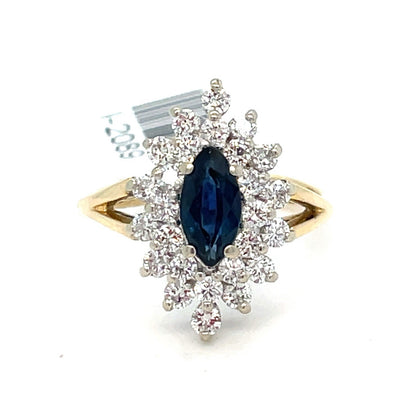 14k Yellow Gold  Marquise Sapphire Diamond Ring 3.94g Size 6.25 W/ Appraisal0