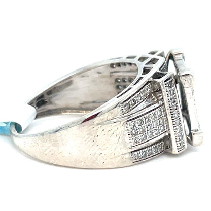 925 Sterling Silver Diamond Cluster Ring 4.90g .38 CTW Size 71