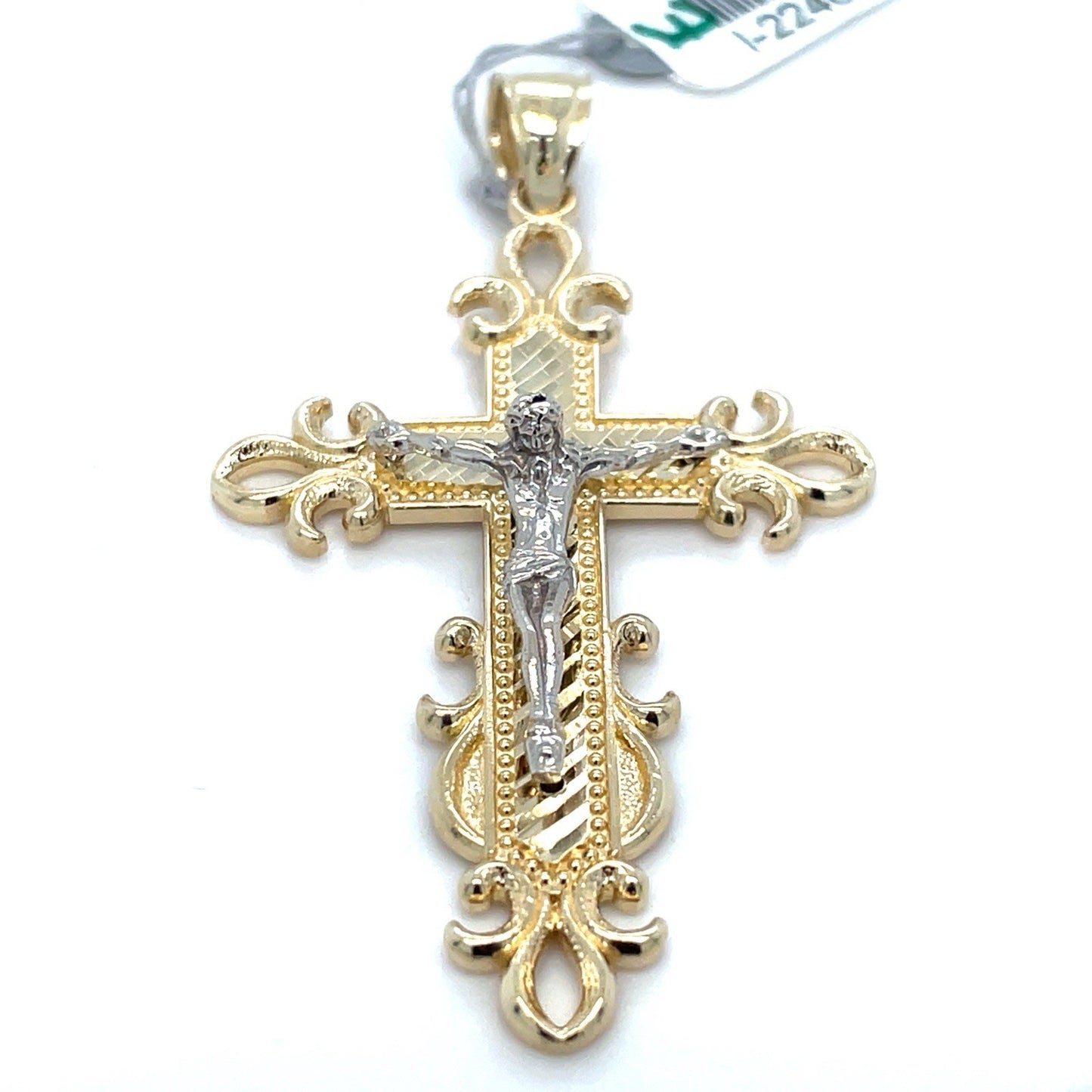 14k Two Tone Gold Cross Pendant 7.20g1