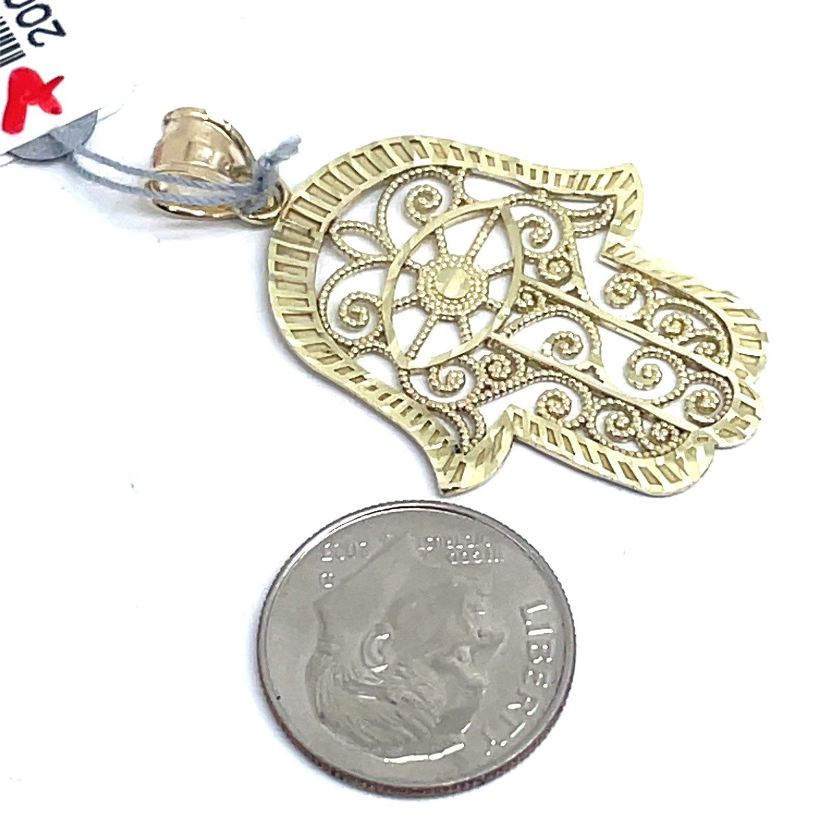 10k Yellow Gold Open Filigri Hamsa Pendant 2.70g1