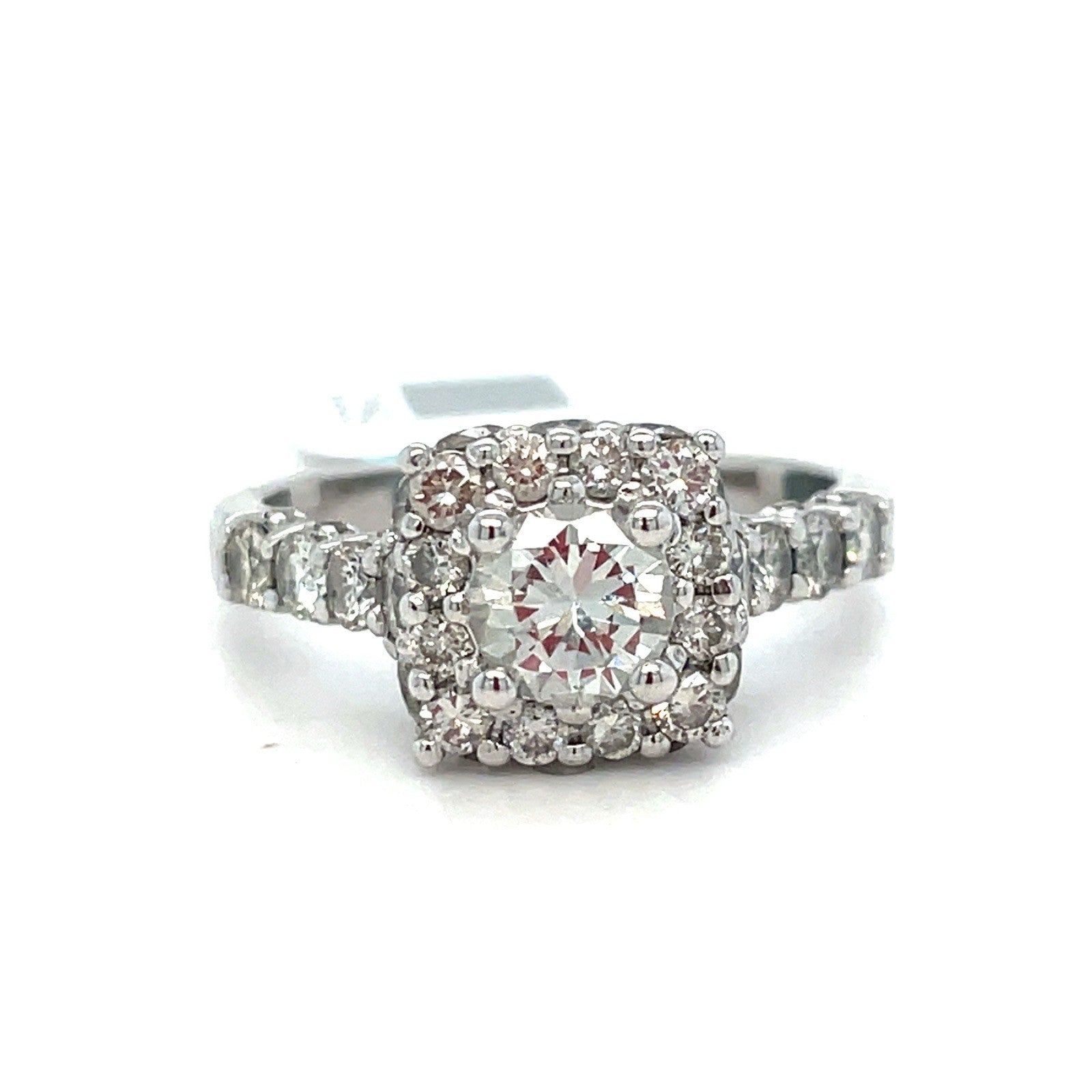14k White Gold Women’s Halo Diamond Ring 5.91g L V S1 Size 10 W/ Appraisal0