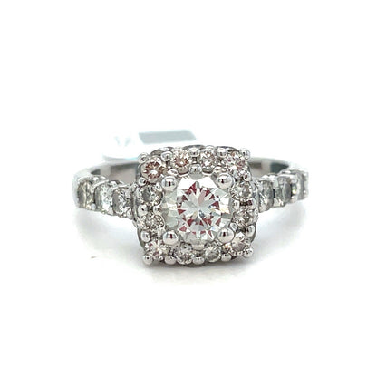 14k White Gold Women’s Halo Diamond Ring 5.91g L V S1 Size 10 W/ Appraisal0