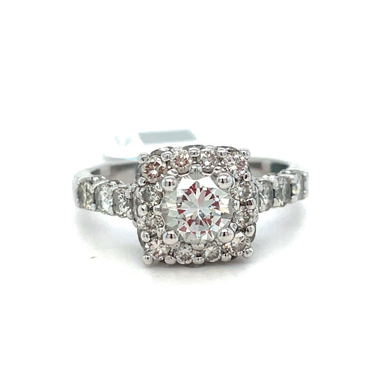 14k White Gold Women’s Halo Diamond Ring 5.91g L V S1 Size 10 W/ Appraisal0