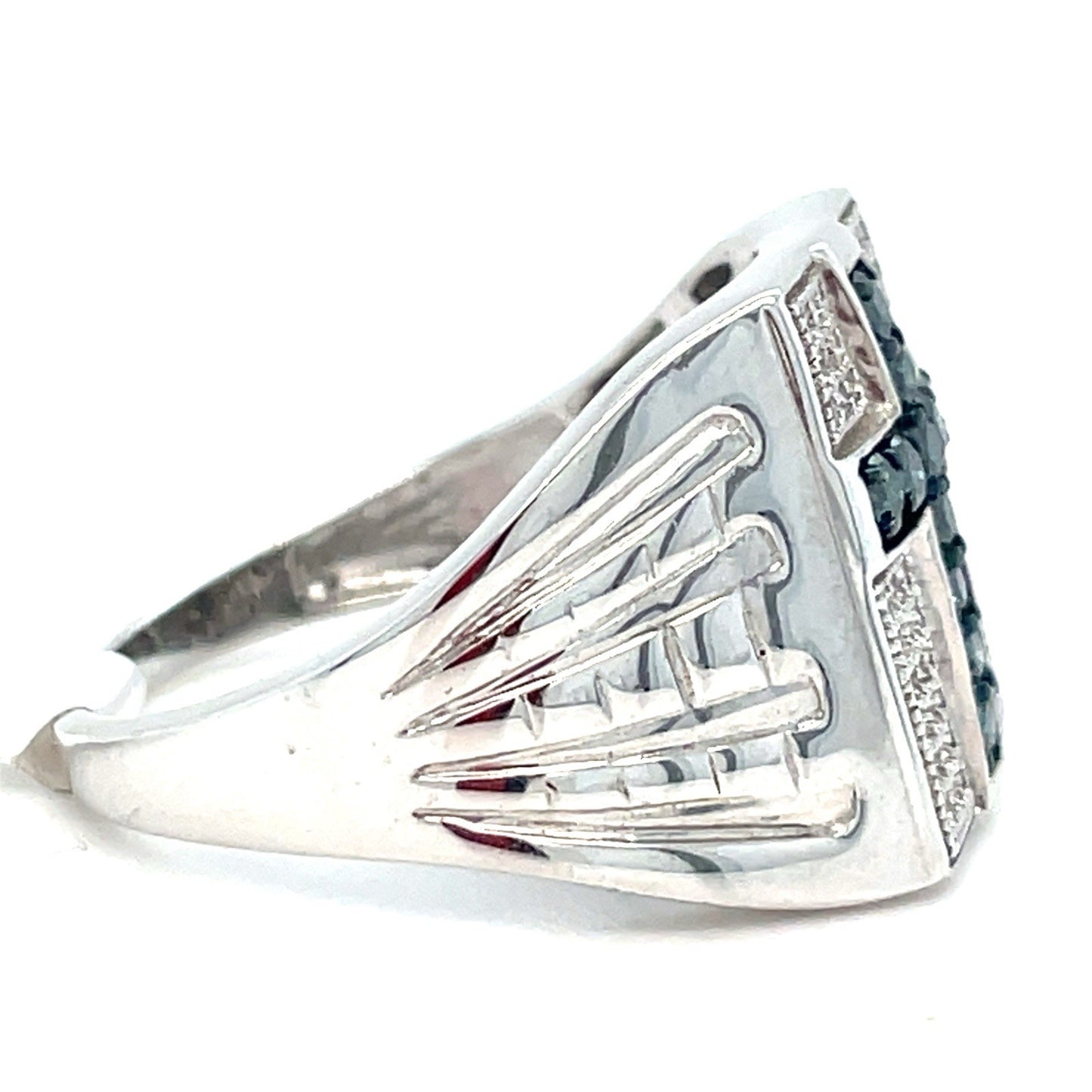 925 Sterling Silver Blue Cross Diamond Ring 5.00g .5CTW Size 101