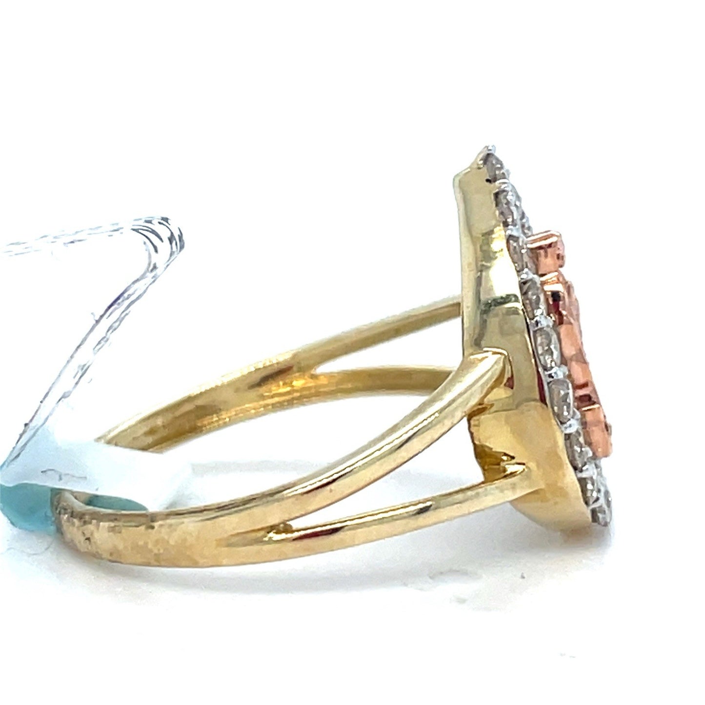 10k Tri Color Gold Pear Diamond Virgin Mary Ring 2.36g .5CTW Size 71