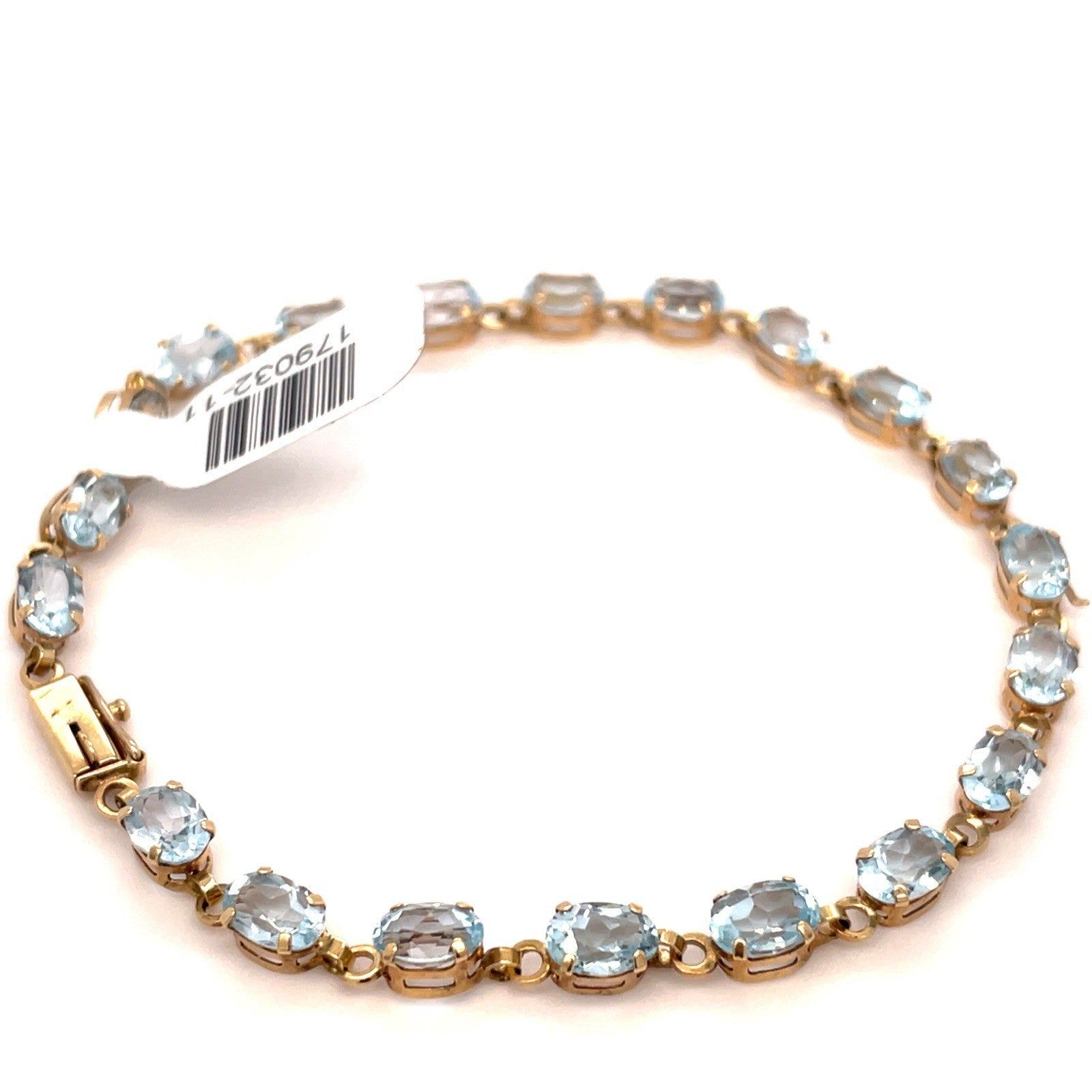 10k Yellow Gold Women’s 8” Oval Blue Topaz Bracelet 5.50g0