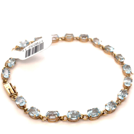 10k Yellow Gold Women’s 8” Oval Blue Topaz Bracelet 5.50g0