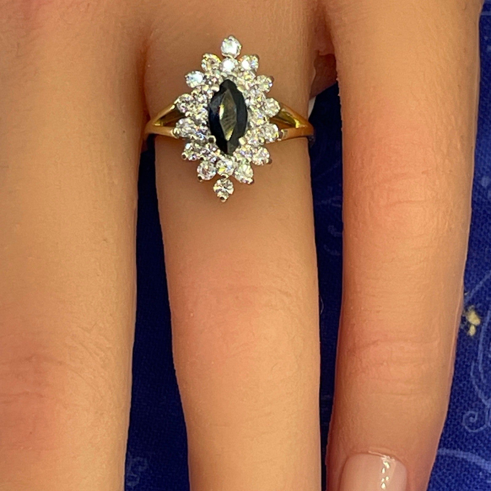 14k Yellow Gold  Marquise Sapphire Diamond Ring 3.94g Size 6.25 W/ Appraisal4