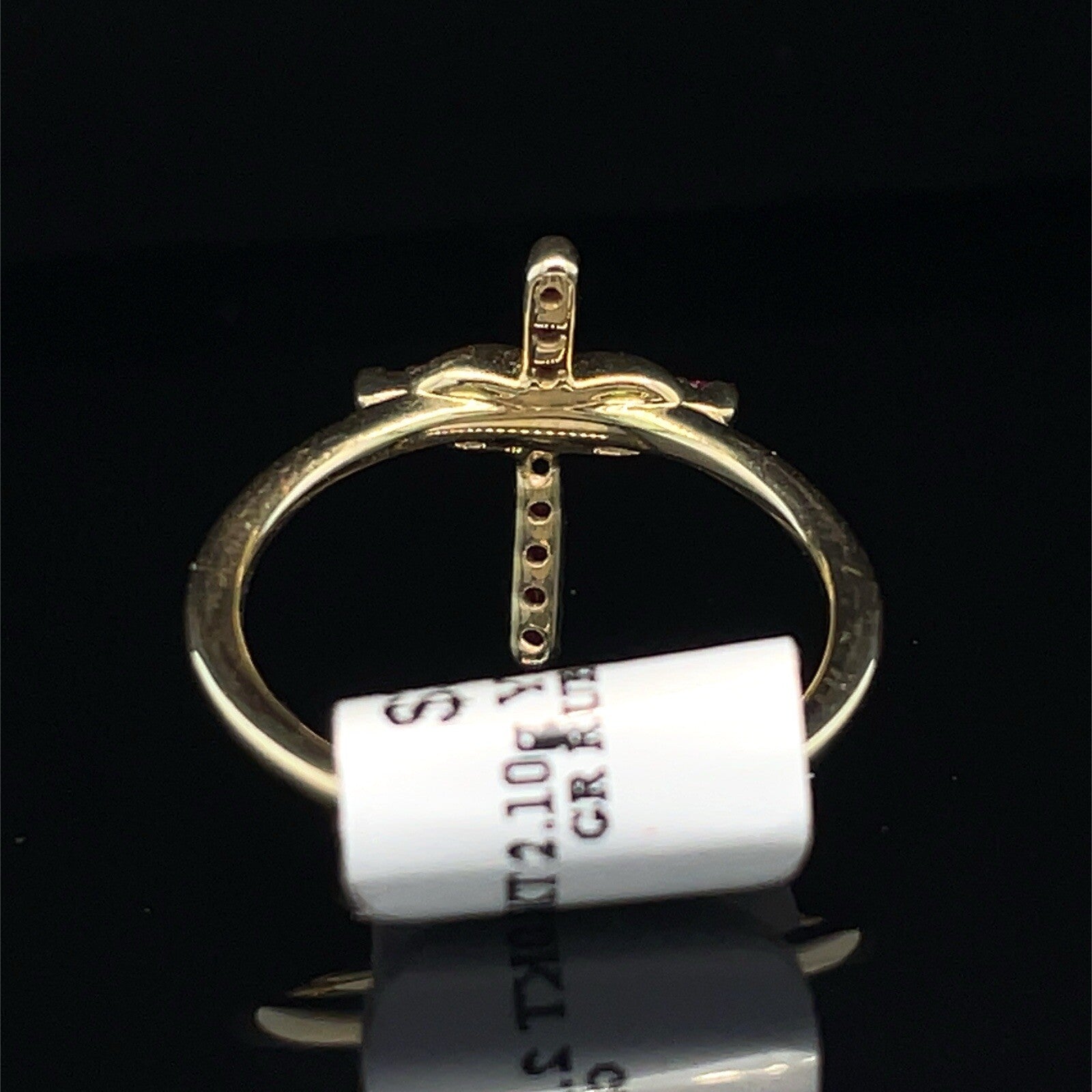 10KT Yellow Gold Ruby Cross Ring 2.10g Size 72