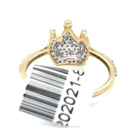 10k Two Tone Gold Women’s Diamond Crown Ring 1.80g .25CTW Size 7.52