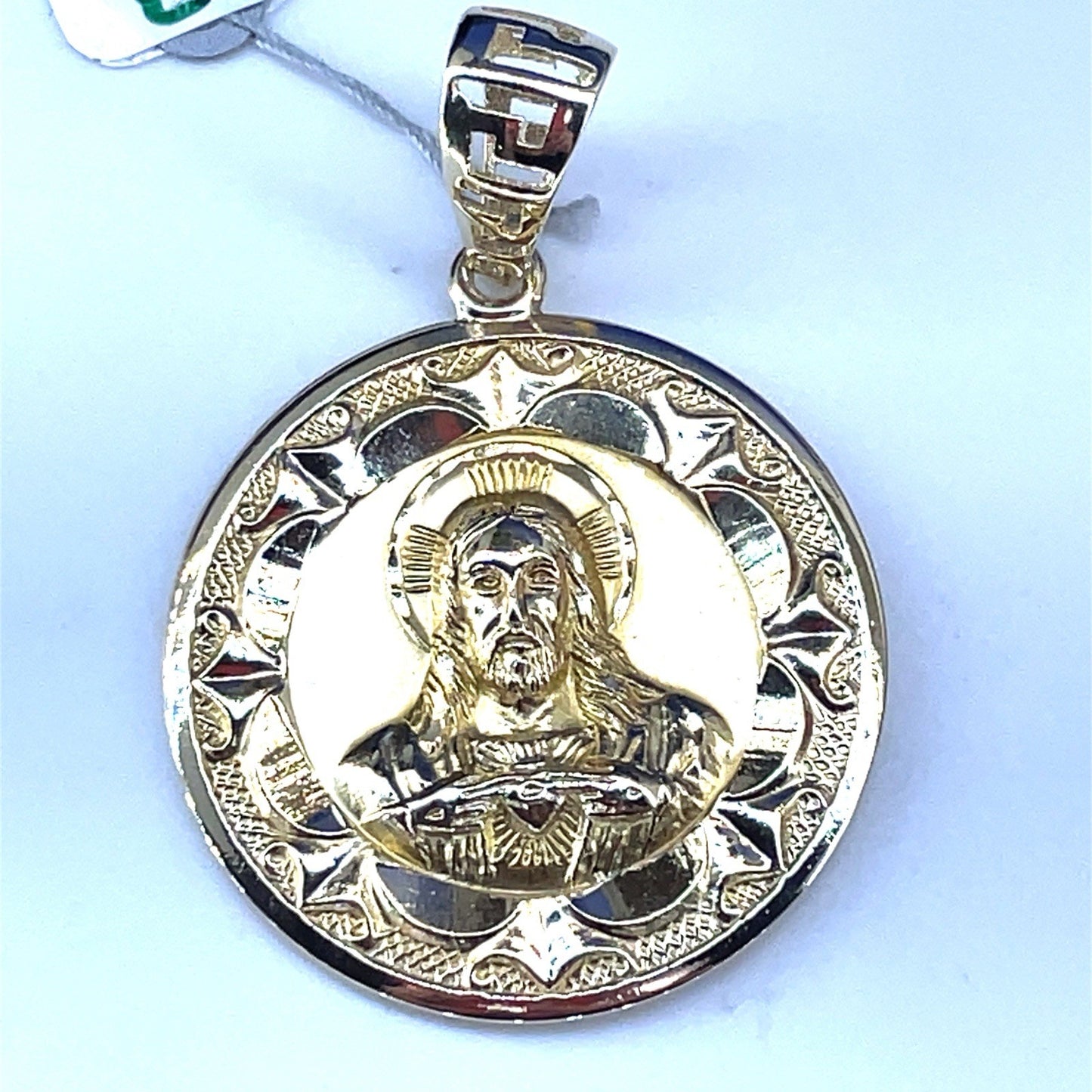 14K Yellow Gold Double Sided Jesús/virgin Mary Pendant 11.40g 5