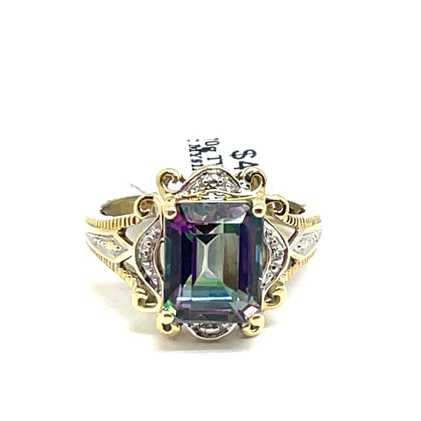 10k Two Tone Gold Women’s Mystic Topaz Ring 3.70g Size 70