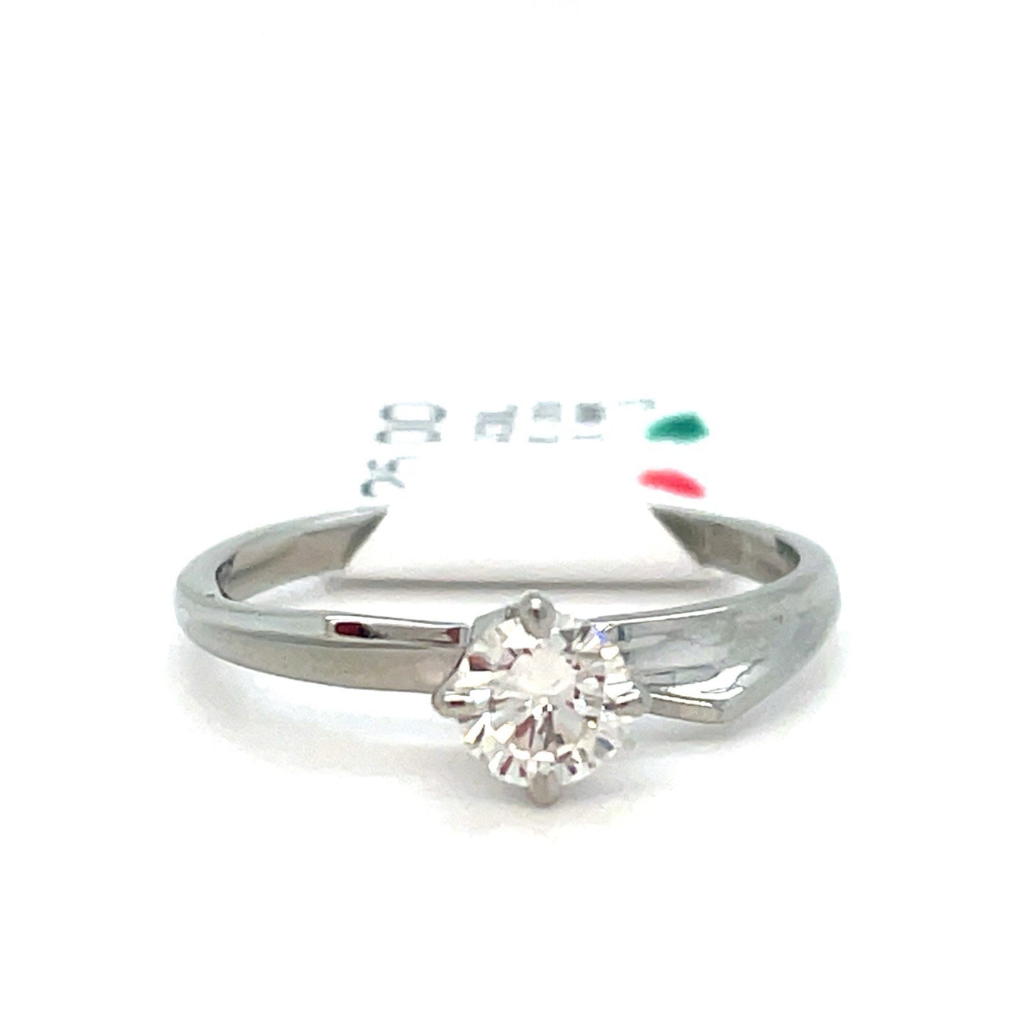 18k White Gold Women’s Solitaire Diamond Ring 1.90g CTW .33 Size 50