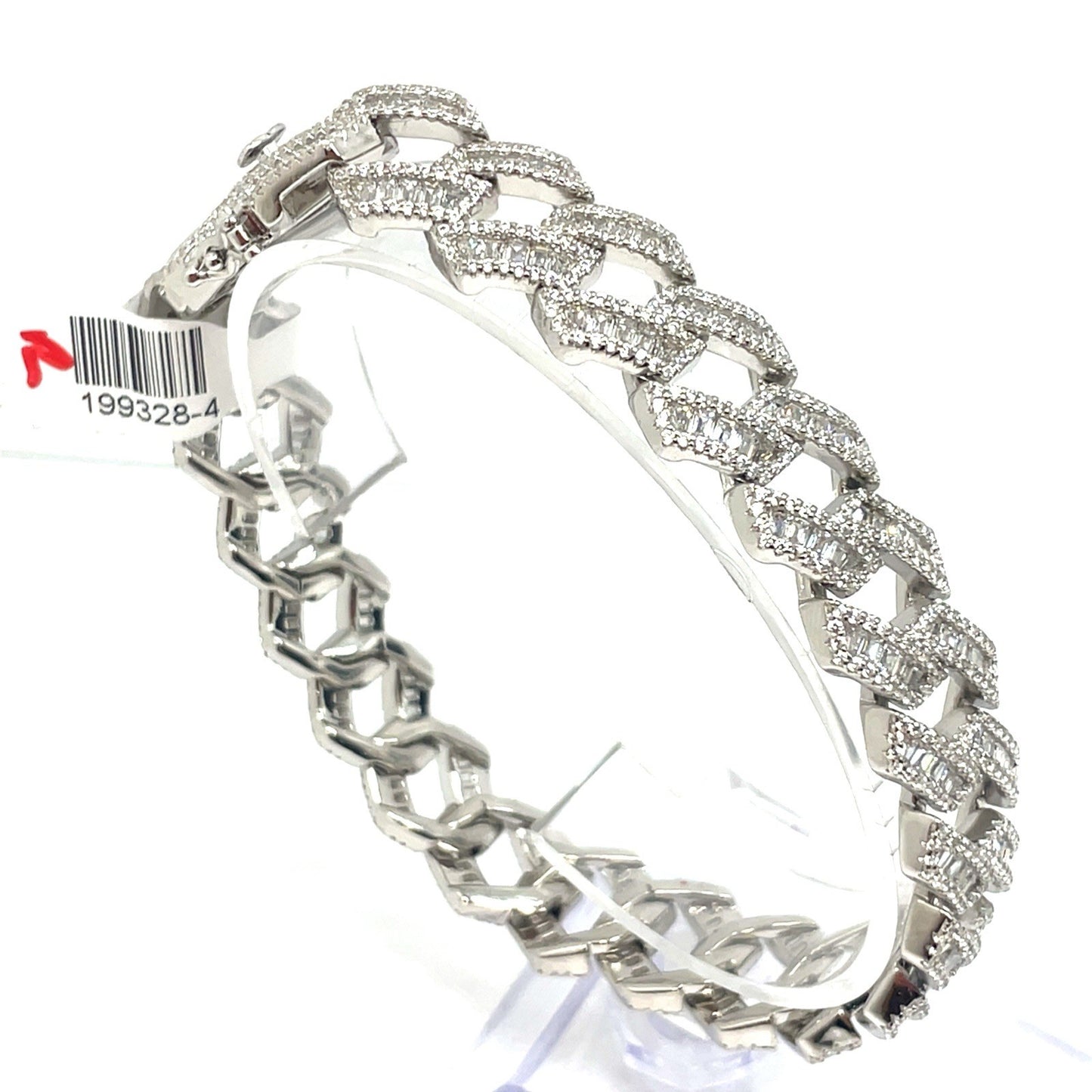 925 Sterling Silver CZ 9” Monaco Style Bracelet 54.30g 13.9mm1