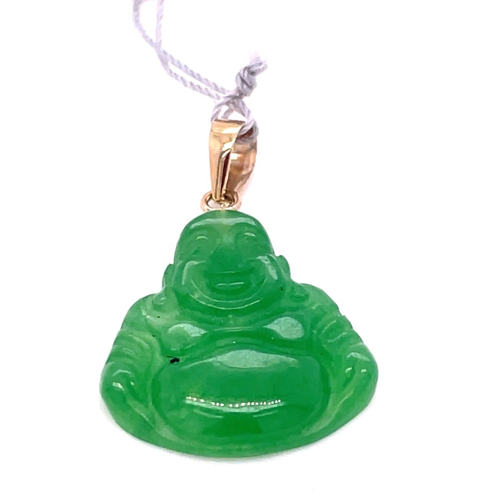 14k Yellow Gold Green Buddha Pendant 2.10g 1