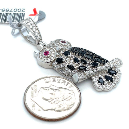 925 Sterling Silver CZ Owl Pendant 7.35g2