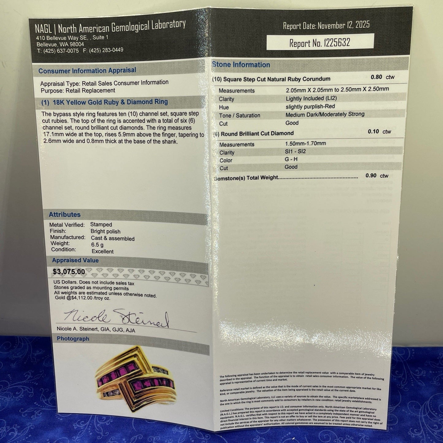 18k Yellow Gold Ruby And Diamond Ring 6.50g Size 5.5 W/ Appraisal5