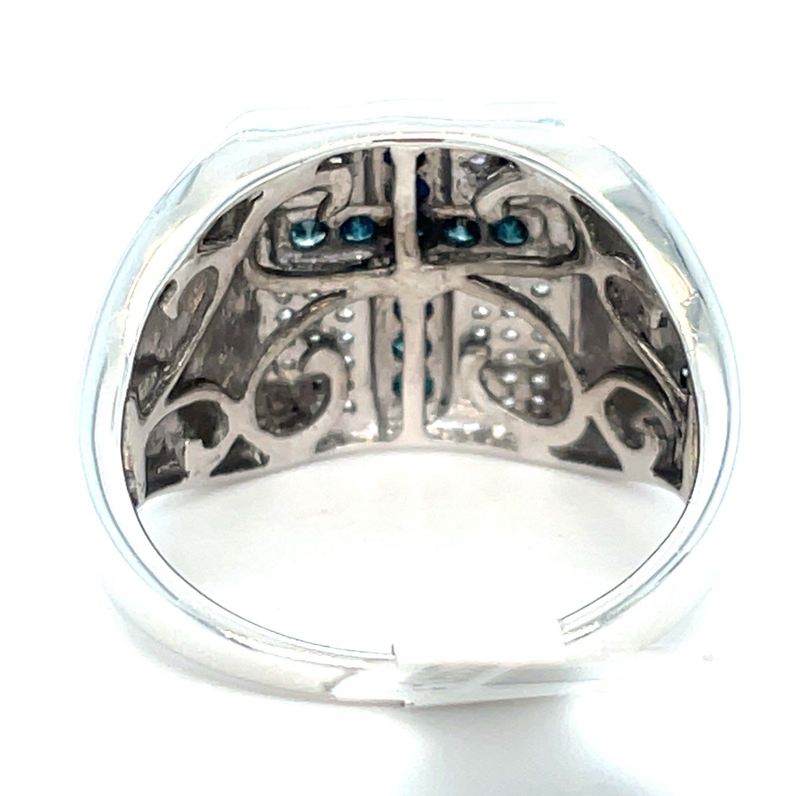 925 Sterling Silver Blue Cross Diamond Ring 5.00g .5CTW Size 103