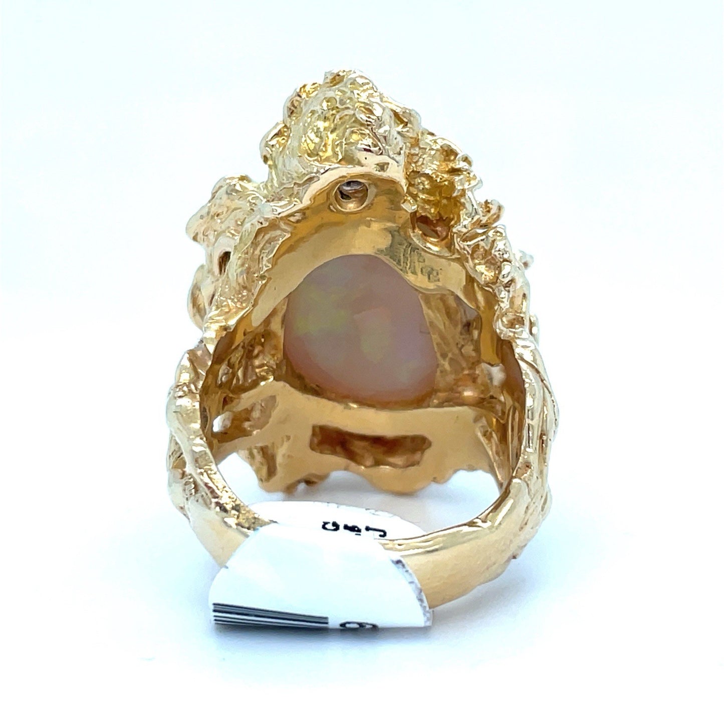 18K Yellow Gold Diamond Opal Ring 29.24g Size 9.52
