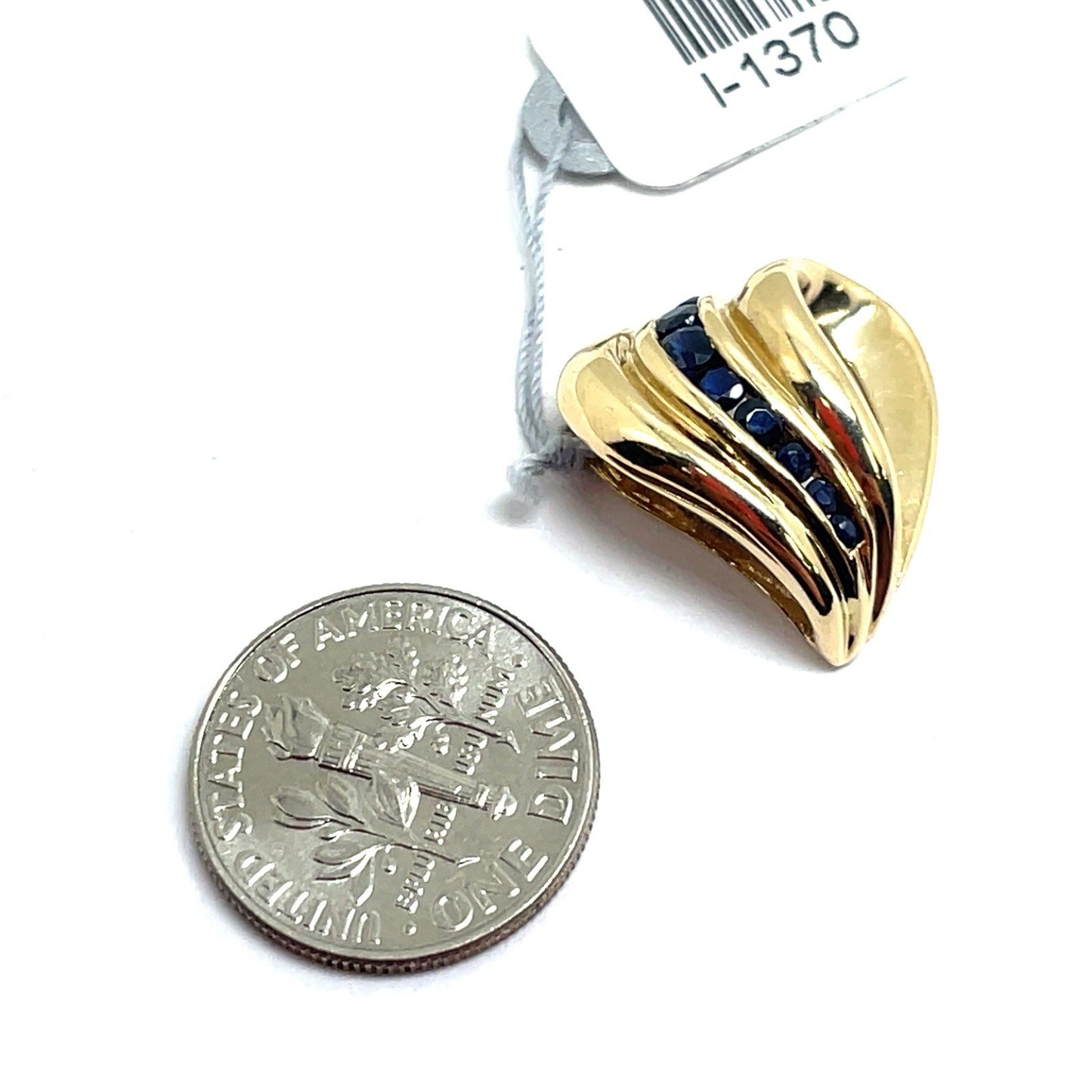 14k Yellow Gold Women’s Heart With Sapphire Pendant 3.80g2