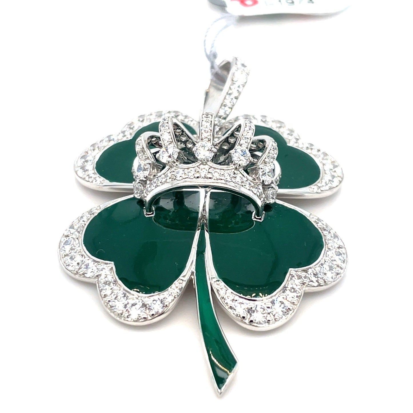 925 Sterling Silver CZ Clover King Pendant 16.20g 1