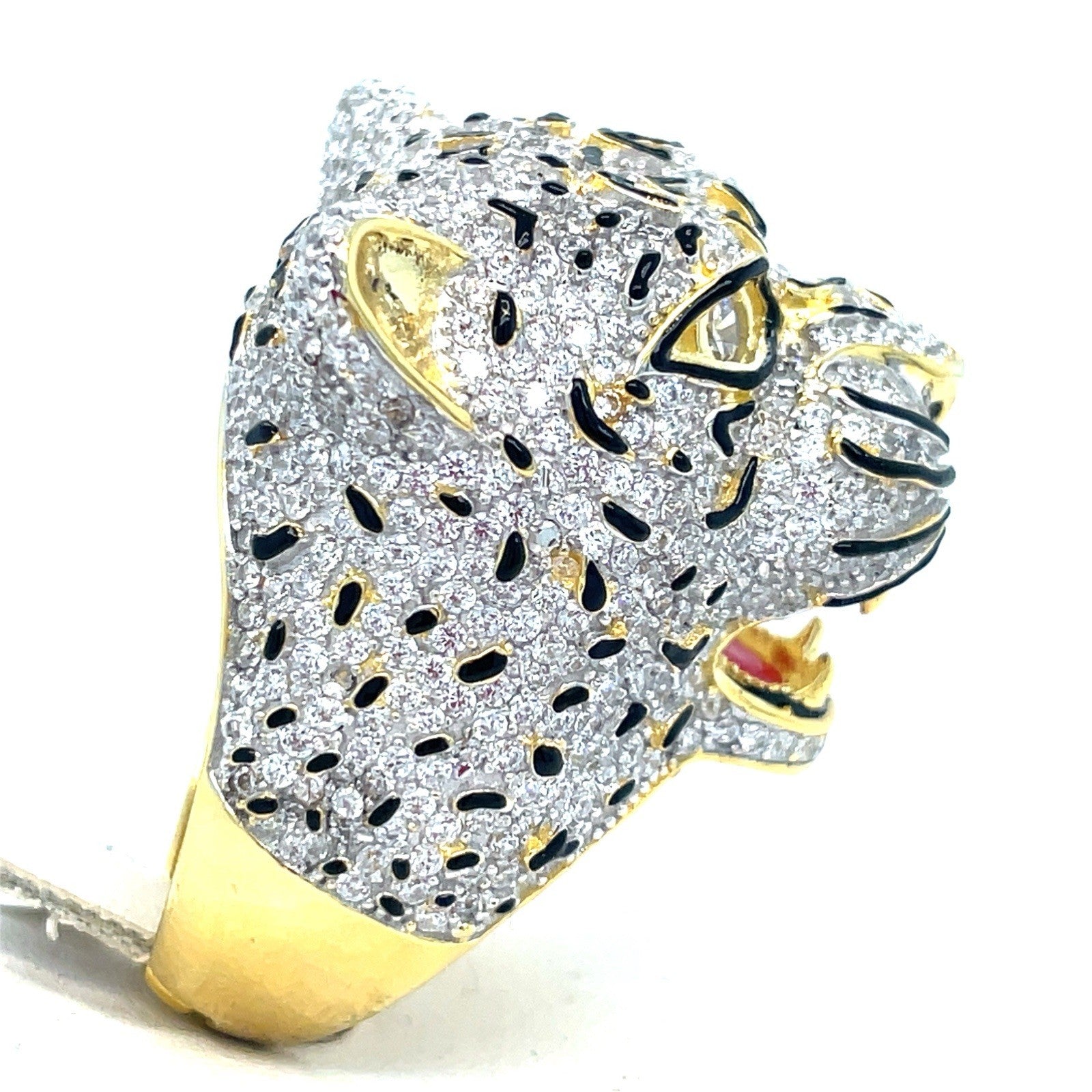 925 Sterling Silver CZ Jaguar Ring 22.00g Size 101