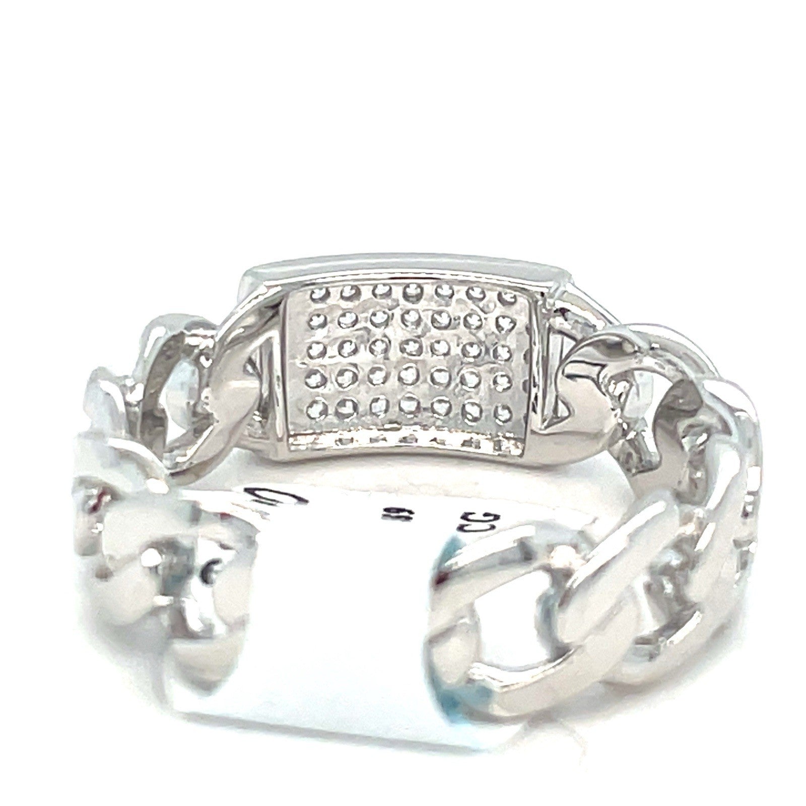 925 Sterling Silver CZ Cuban Style Link  Ring 4.90g Size 92