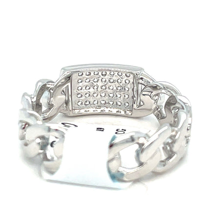 925 Sterling Silver CZ Cuban Style Link  Ring 4.90g Size 92