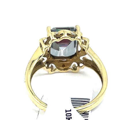 10k Two Tone Gold Women’s Mystic Topaz Ring 3.70g Size 72