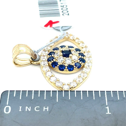 10k yellow Gold CZ Evil Eye Pendant 2.64g2
