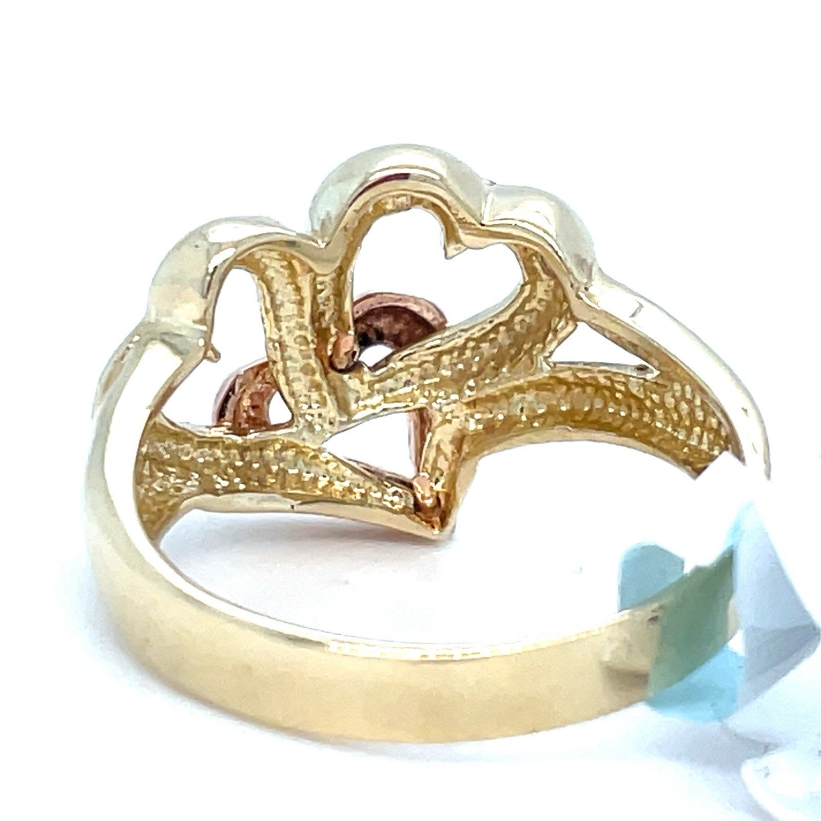14k Tri Color Gold Women’s 3 Hearts Ring 3.60g Size 73