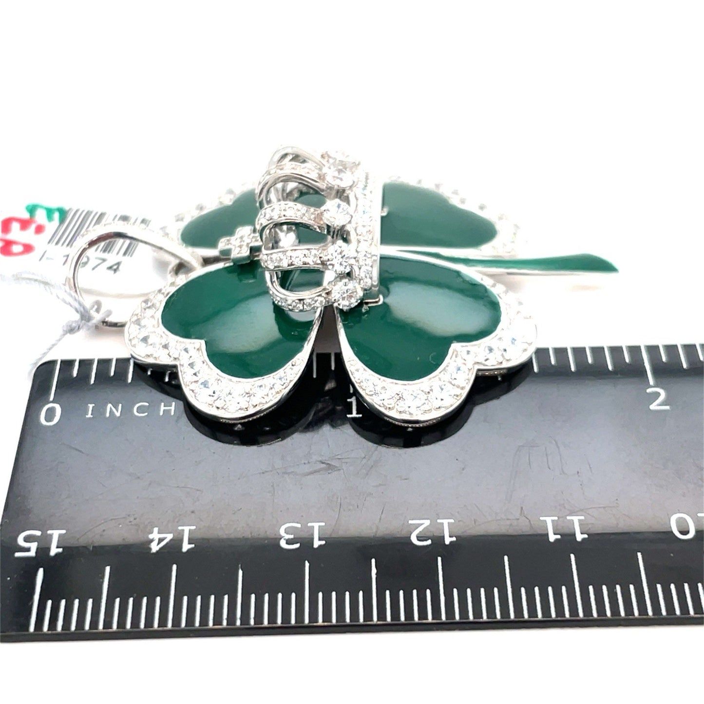 925 Sterling Silver CZ Clover King Pendant 16.20g 3