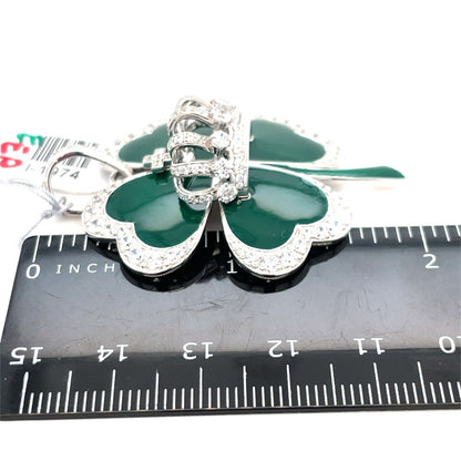 925 Sterling Silver CZ Clover King Pendant 16.20g 3