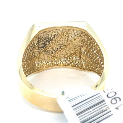 14k Two Tone Gold Men’s Angle Stripe Ring 7.60g Size 9.53