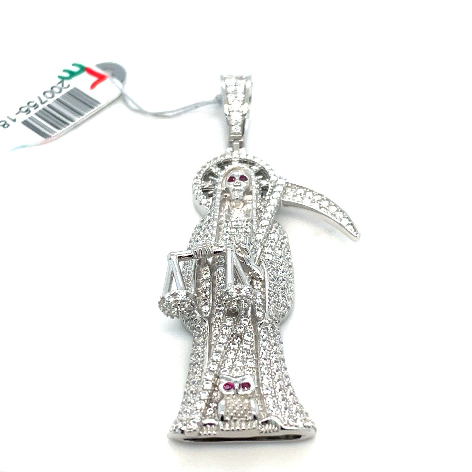 925 Sterling Silver CZ Santa Muerte Pendant 12.20g 1