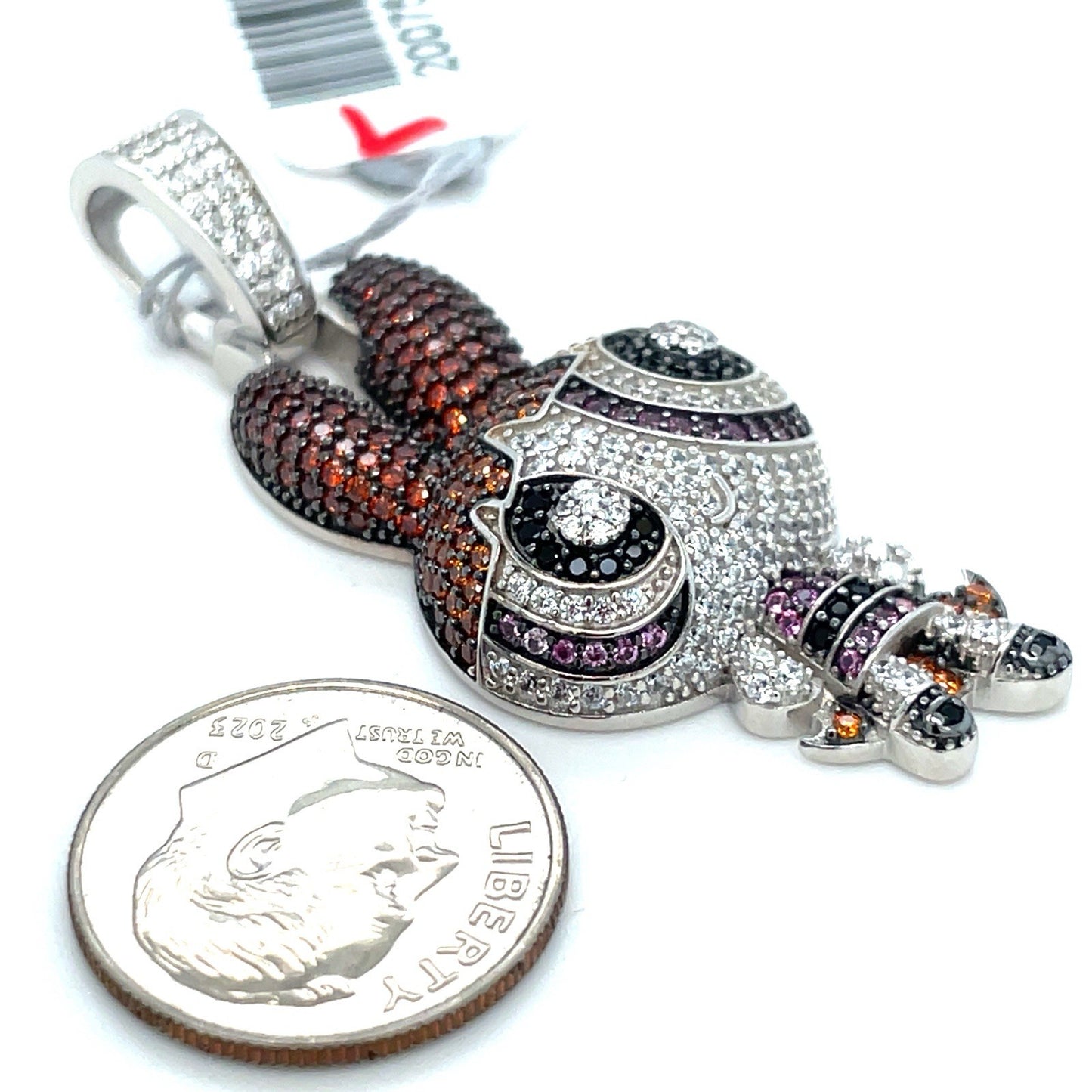 925 Sterling Silver CZ Power Puff Girls Blossom Character Pendant 9.20g 1