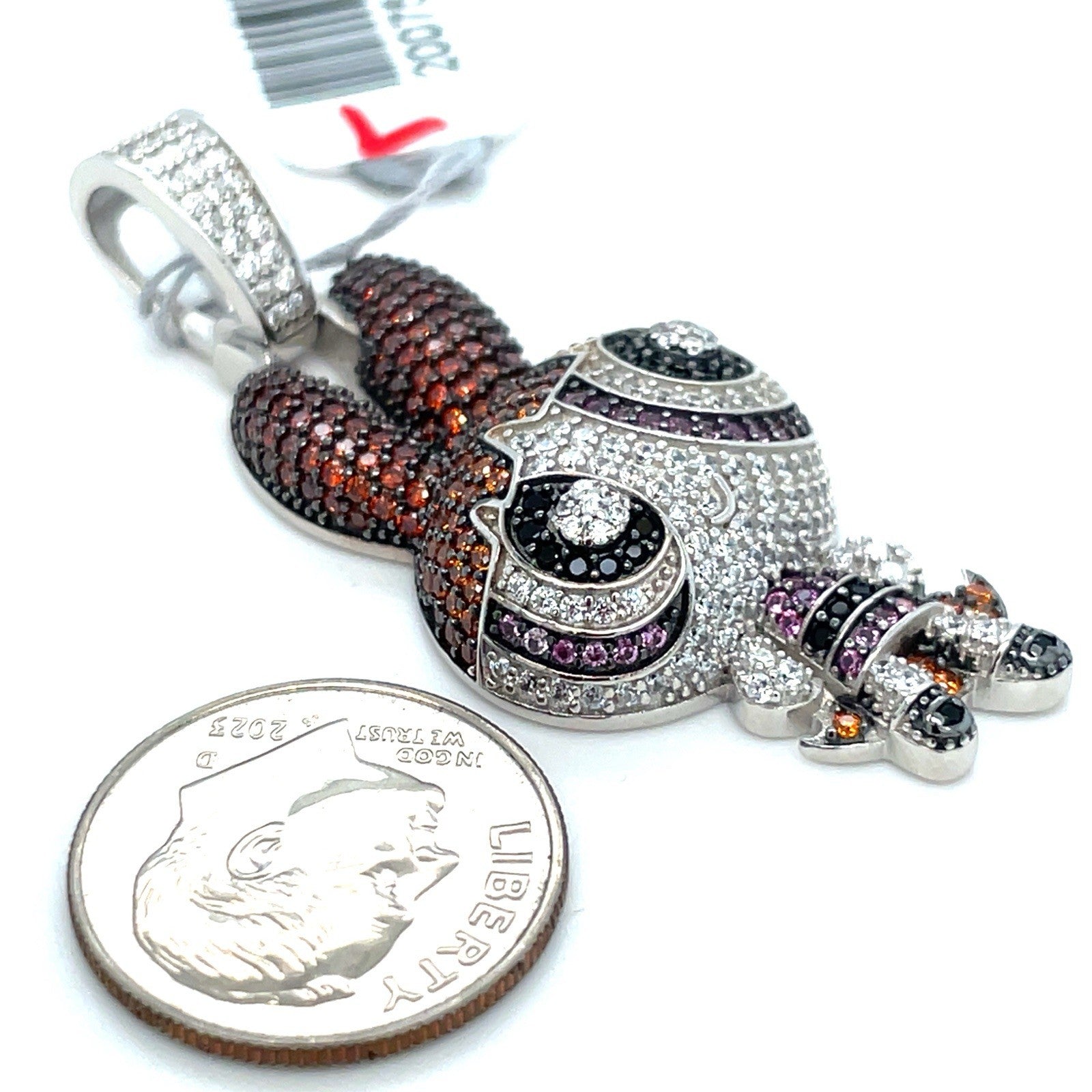 925 Sterling Silver CZ Power Puff Girls Blossom Character Pendant 9.20g 1