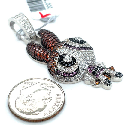 925 Sterling Silver CZ Power Puff Girls Blossom Character Pendant 9.20g 1