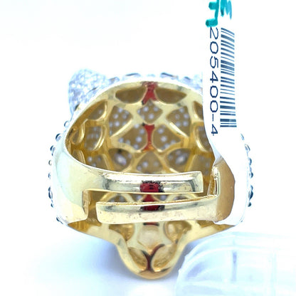 925 Sterling Silver CZ Jaguar Ring 22.00g Size 103